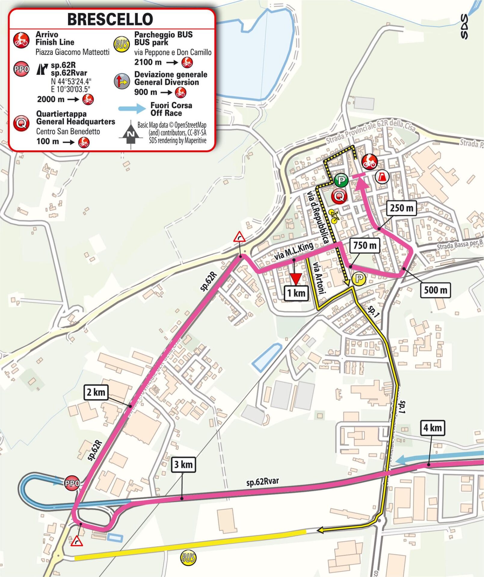 Kilómetros finales Etapa 6 Giro d'Italia Women 2026 Brescello
