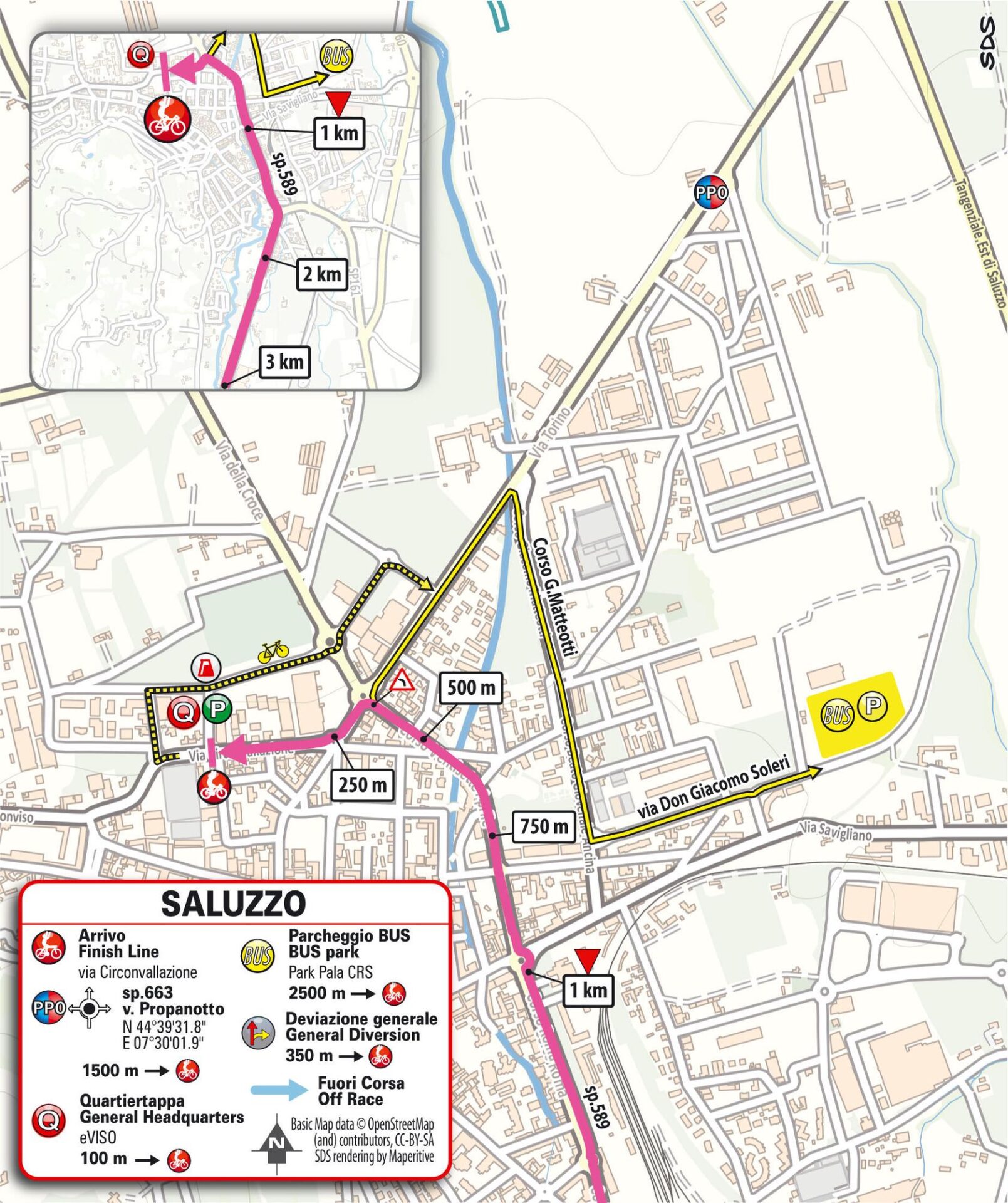 Kilómetro final Etapa 9 Giro d'Italia Women 2026 Saluzzo